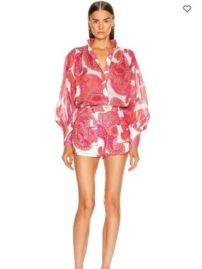 Zimmermann Pink Paisley Button-Down Blouse